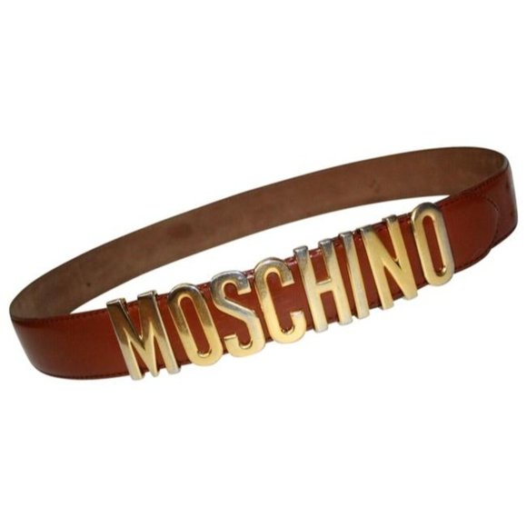 Moschino Brown Leather and Gold Buckle Belt main image 5